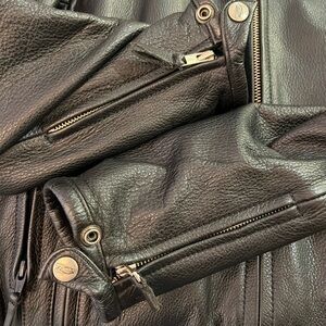 VNTG Men's Black Leather Moto Jacket by Power Trip